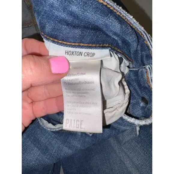Paige 26 Waist Hoxton Distressed  Crop Skinny Legging Jeans Msrp. $219 - Picture 7 of 9